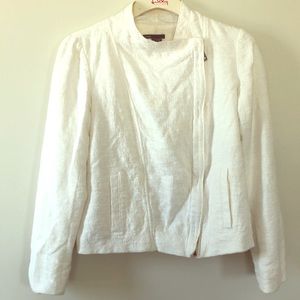 Vince White Cotton Moto Jacket #298